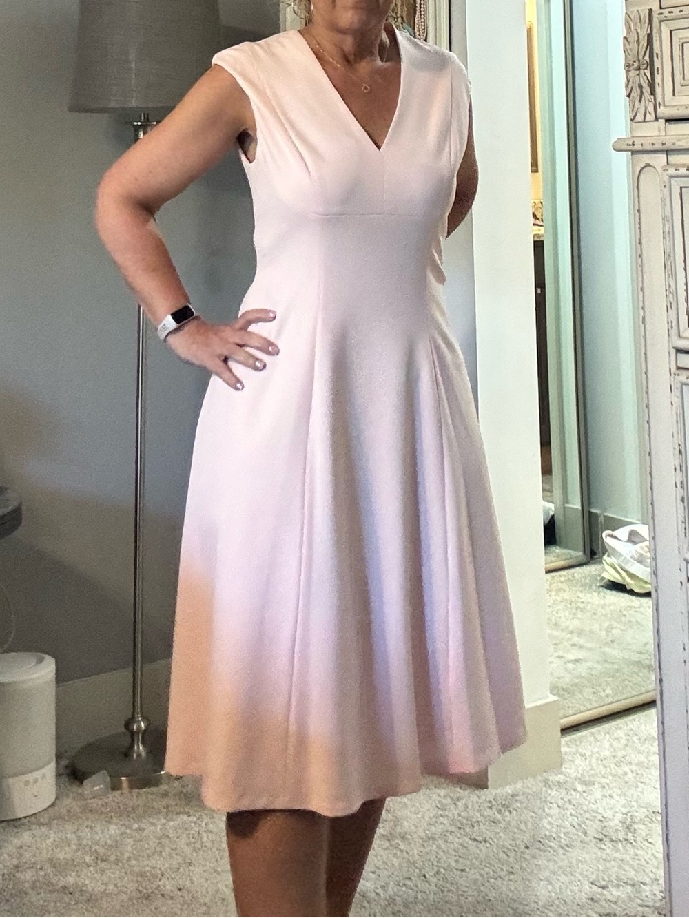Tommy Hilfiger Pale Pink V-Neck Midi Dress